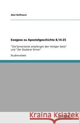 Exegese zu Apostelgeschichte 8,14-25 : Die Samaritaner empfangen den Heiligen Geist und Der Zauberer Simon Abel Hoffmann 9783640652815 Grin Verlag