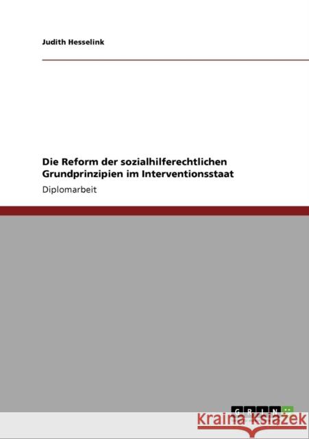 Die Reform der sozialhilferechtlichen Grundprinzipien im Interventionsstaat Judith Hesselink 9783640658930