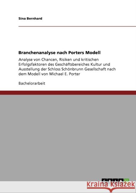 Branchenanalyse nach Porters Modell: Analyse von Chancen, Risiken und kritischen Erfolgsfaktoren des Geschäftsbereiches Kultur und Ausstellung der Sch Bernhard, Sina 9783640764563 Grin Verlag