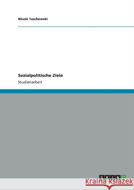 Sozialpolitische Ziele Nicole Taschewski 9783640777754 Grin Verlag