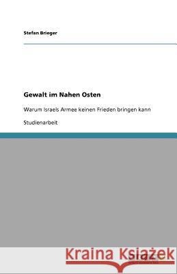 Gewalt im Nahen Osten : Warum Israels Armee keinen Frieden bringen kann Stefan Brieger 9783640807451 Grin Verlag