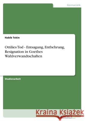 Ottilies Tod - Entsagung, Entbehrung, Resignation in Goethes Wahlverwandtschaften Habib Tekin 9783640854431