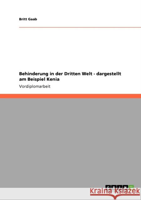 Behinderung in der Dritten Welt - dargestellt am Beispiel Kenia Britt Gaab 9783640858026 Grin Verlag
