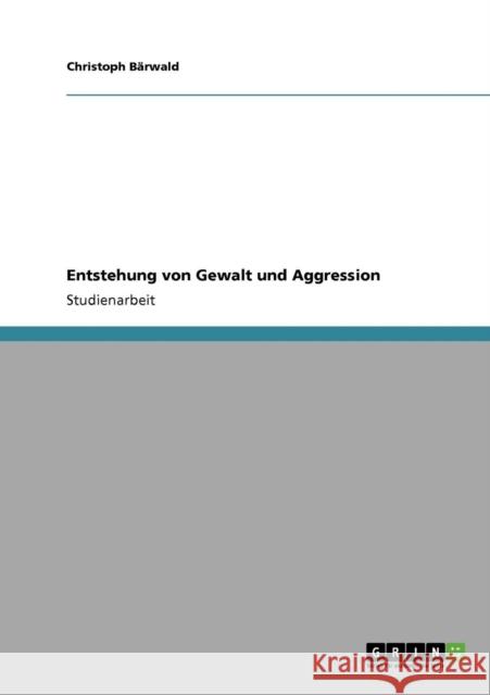 Entstehung von Gewalt und Aggression Christoph B 9783640876891 Grin Verlag