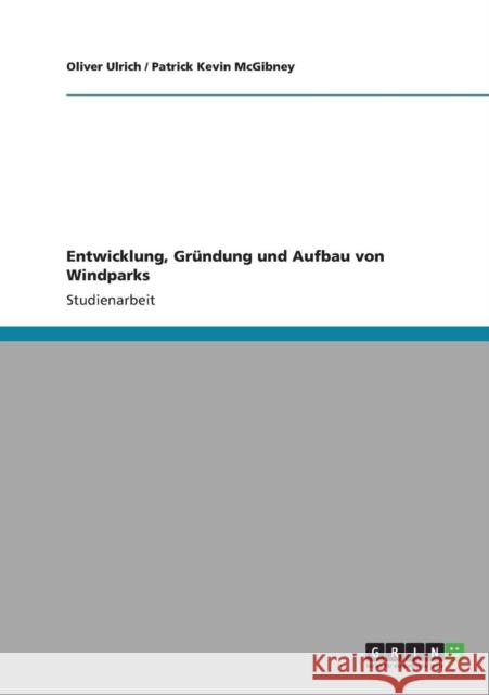 Entwicklung, Gründung und Aufbau von Windparks Ulrich, Oliver 9783640897995 Grin Verlag