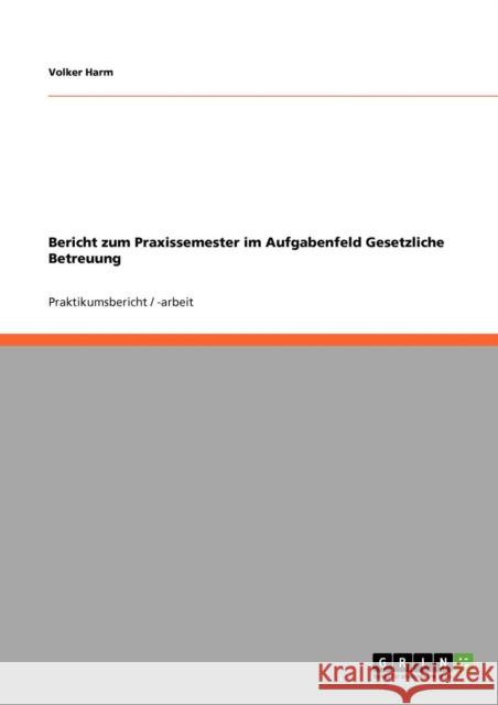 Bericht zum Praxissemester im Aufgabenfeld Gesetzliche Betreuung Volker Harm 9783640925018 Grin Verlag