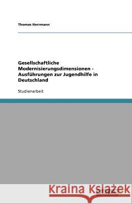 Gesellschaftliche Modernisierungsdimensionen - Ausführungen zur Jugendhilfe in Deutschland Thomas Herrmann 9783640976034 Grin Verlag