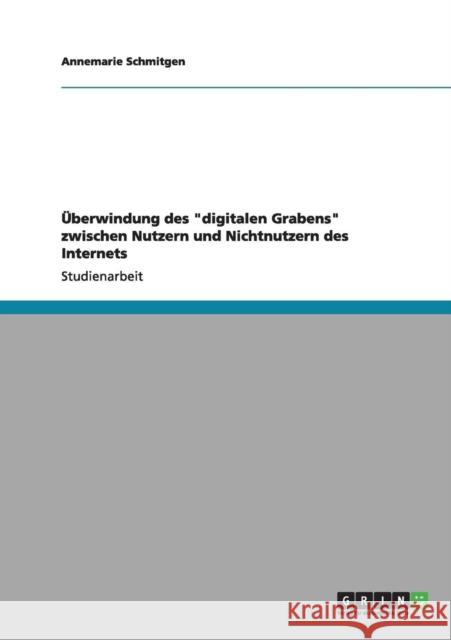 Überwindung des digitalen Grabens zwischen Nutzern und Nichtnutzern des Internets Schmitgen, Annemarie 9783640989461 Grin Verlag