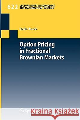 Option Pricing in Fractional Brownian Markets Stefan Rostek 9783642003301 Springer-Verlag Berlin and Heidelberg GmbH & 