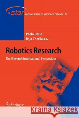 Robotics Research: The Eleventh International Symposium Dario, Paolo 9783642062223