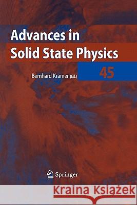 Advances in Solid State Physics 45 Bernhard Kramer 9783642065347