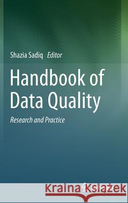 Handbook of Data Quality: Research and Practice Sadiq, Shazia 9783642362569