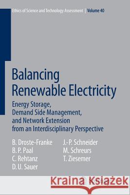 Balancing Renewable Electricity: Energy Storage, Demand Side Management, and Network Extension from an Interdisciplinary Perspective Droste-Franke, Bert 9783642436413 Springer