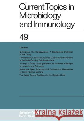 Current Topics in Microbiology and Immunology / Ergebnisse Der Mikrobiologie Und Immunitätsforschung Arber, W. 9783642461682
