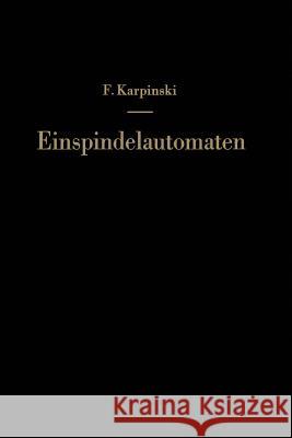 Einspindelautomaten F. Karpinski 9783642473692