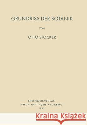 Grundriss Der Botanik O. Stocker 9783642490347 Springer