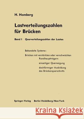 Lastverteilungszahlen Für Brücken: Erster Band Querverteilungszahlen Der Lasten Homberg, Hellmut 9783642490491 Springer