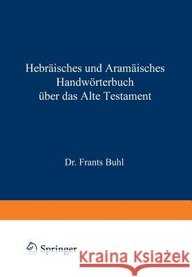 Hebräisches Und Aramäisches Handwörterbuch Über Das Alte Testament Gesenius, Wilhelm 9783642493942 Springer