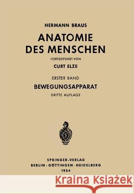 Bewegungsapparat Hermann Braus Curt Elze 9783642494697 Springer