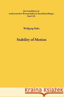 Stability of Motion Wolfgang Hahn 9783642500879