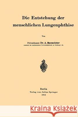 Die Entstehung Der Menschlichen Lungenphthise Bacmeister, A. 9783642505928