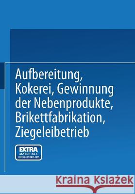 Aufbereitung, Kokerei, Gewinnung Der Nebenprodukte, Brikettfabrikation, Ziegeleibetrieb Verein Für Die Bergbaulichen Interessen 9783642519086 Springer