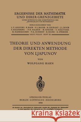 Theorie und Anwendung der direkten Methode von Ljapunov Wolfgang Hahn 9783642527708