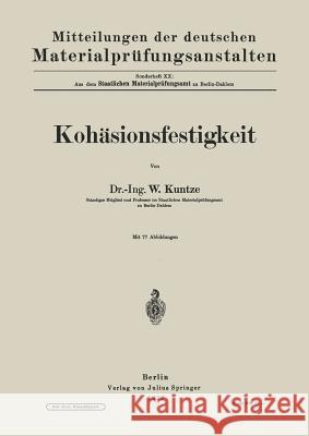 Kohäsionsfestigkeit Kuntze, Na 9783642533259 Springer