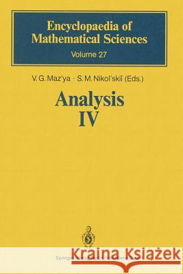 Analysis IV: Linear and Boundary Integral Equations Maz'ya, V. G. 9783642634918 Springer