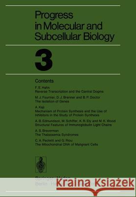 Progress in Molecular and Subcellular Biology 3  9783642655807 Springer