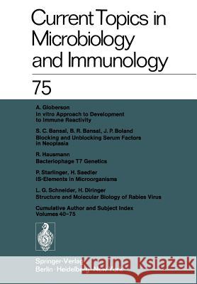 Current Topics in Microbiology and Immunology / Ergebnisse Der Microbiologie Und Immunitätsforschung Arber, W. 9783642665325