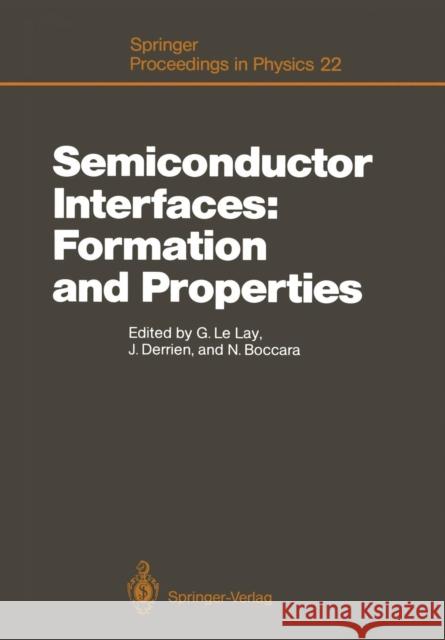 Semiconductor Interfaces: Formation and Properties: Proceedings of the Workkshop, Les Houches, France February 24-March 6, 1987 Lelay, Guy 9783642729690 Springer