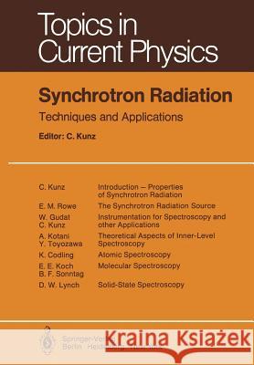 Synchrotron Radiation: Techniques and Applications Codling, K. 9783642812996 Springer