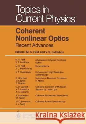 Coherent Nonlinear Optics: Recent Advances Feld, M. S. 9783642814976 Springer