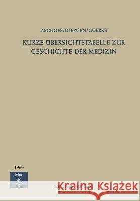 Kurze Übersichtstabelle Zur Geschichte Der Medizin Aschoff, Ludwig 9783642872532 Springer