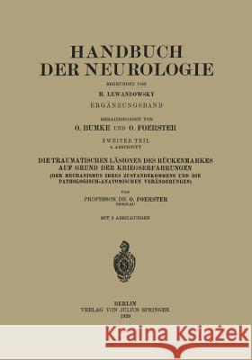 Die Traumatischen Läsionen Des Rückenmarkes Auf Grund Der Kriegserfahrungen: Zweiter Teil Bumke, H. 9783642888823