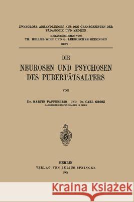 Die Neurosen Und Psychosen Des Pubertätsalters Pappenheim, Martin 9783642889035 Springer