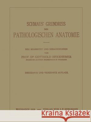 Schmaus' Grundriss Der Pathologischen Anatomie Na Schmaus Na Herxheimer 9783642893278 Springer