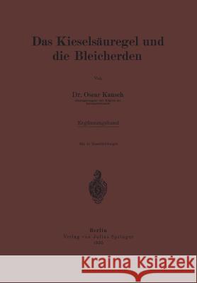 Das Kieselsäuregel Und Die Bleicherden: Ergänzungsband Kausch, Oscar 9783642899331