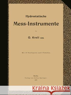 Hydrostatische Mess-Instrumente Na Krell 9783642899843 Springer