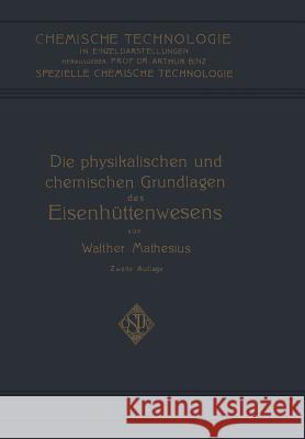 Die Physikalischen Und Chemischen Grundlagen Des Eisenhüttenwesens Matheus, Walther 9783642900839 Springer