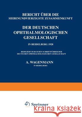 Bericht Über Die Siebenundvierzigste Zusammenkunft Der Deutschen Ophthalmologischen Gesellschaft in Heidelberg 1928 Wagenmann, A. 9783642905131 Springer
