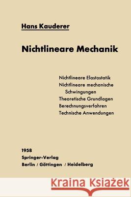 Nichtlineare Mechanik H. Kauderer 9783642927348