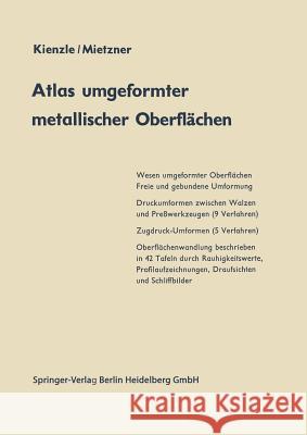 Atlas Umgeformter Metallischer Oberflächen Kienzle, O. 9783642929472 Springer