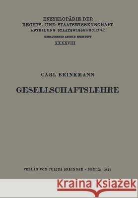 Gesellschaftslehre Carl Brinkmann Eduard Kohlrausch Walter Kaskel 9783642938009