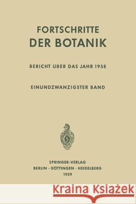 Bericht Über Das Jahr 1958 Lüttge, Ulrich 9783642947476 Springer