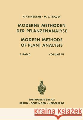 Modern Methods of Plant Analysis / Moderne Methoden Der Pflanzenanalyse Linskens, H. F. 9783642948794 Springer