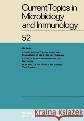 Current Topics in Microbiology and Immunology: Ergebnisse Der Mikrobiologie Und Immunitätsforschung Arber, W. 9783642951329