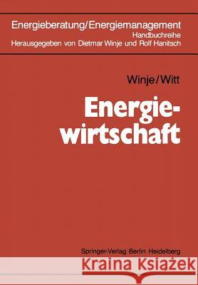 Energiewirtschaft Dietmar Winje Dietmar Witt Dietmar Winje 9783642954955 Springer