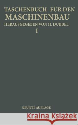 Taschenbuch Für Den Maschinenbau: Erster Band Baer, H. 9783642988707